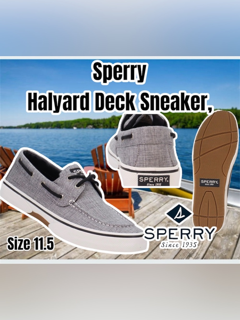 Sperry Men's Halyard Deck Sneaker, Size 11.5 (Gray & Black) STS24048